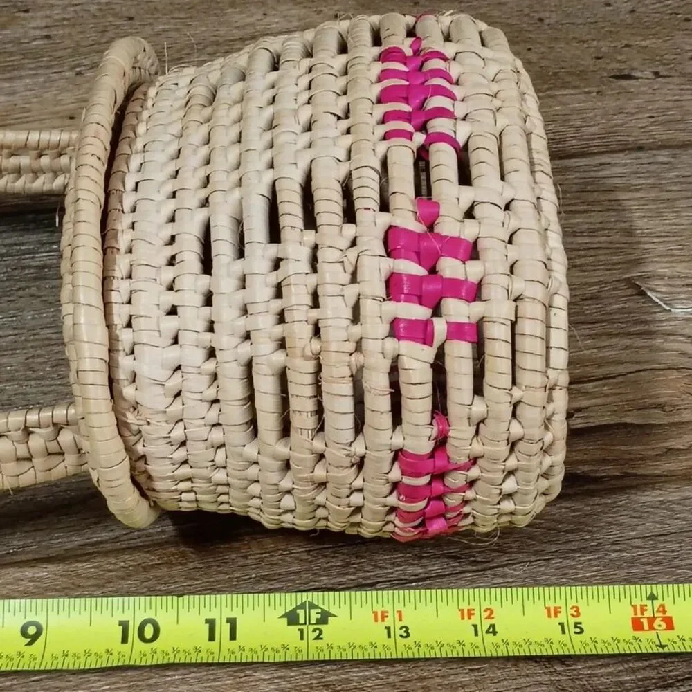 Hand Woven Basket with Handle Country Farmhouse Decor